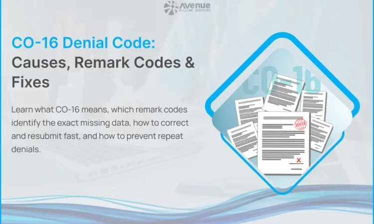 CO-16 denial code example showing missing claim data on ERA