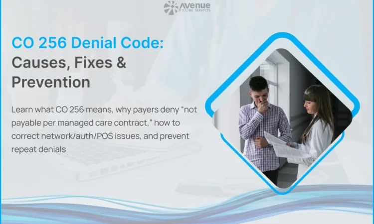 CO 256 denial on ERA showing service not payable per managed care contract