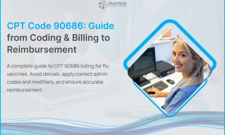 Medical billing specialist reviewing flu vaccine claims for CPT code 90686 reimbursement