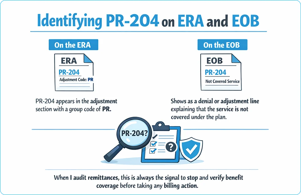 Identifying PR-204 on ERA and EOB