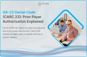 OA-23 denial code example showing prior payer adjudication on ERA