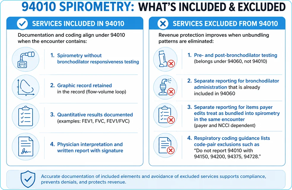 What 94010 Includes and Excludes