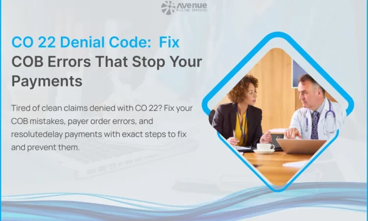 Medical billing specialist reviewing ERA for CO-22 coordination of benefits denial