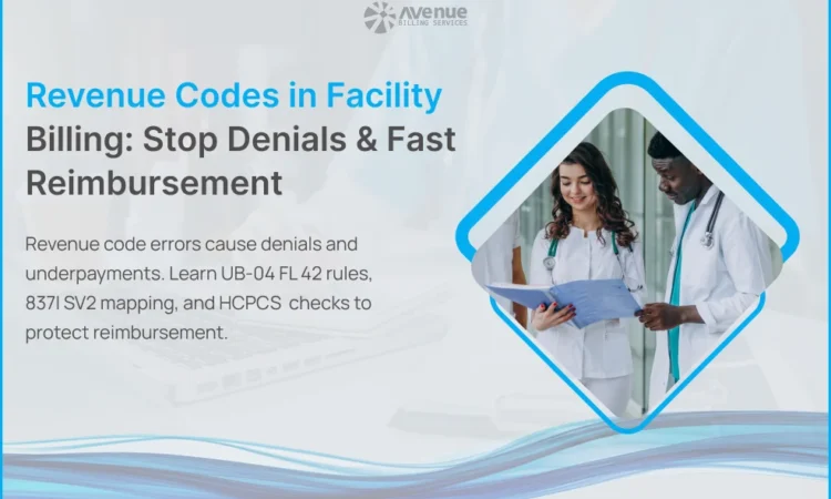 UB-04 Form Locator 42 showing revenue codes for institutional billing lines