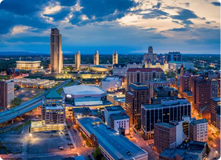 Albany Albany New York skyline at dusk representing medical billing services