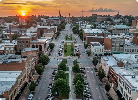 Macon Aerial view of Macon, Georgia cityscape for medical billing and coding services