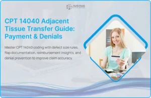 CPT 14040 adjacent tissue transfer guide covering billing, documentation, reimbursement, and denial control